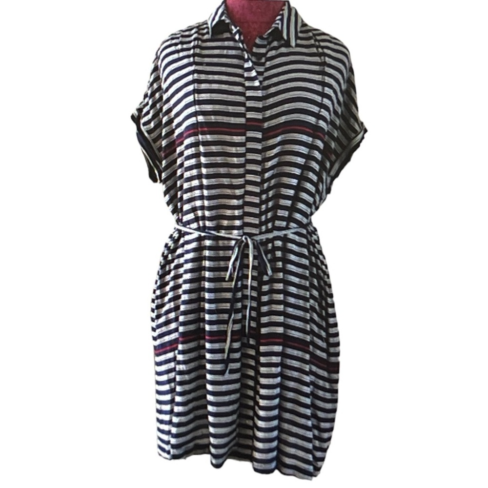 Anthropologie 19 Cooper Navy and cream striped dress